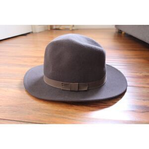 Pure Wool Fedora Hat Unisex Gray Large